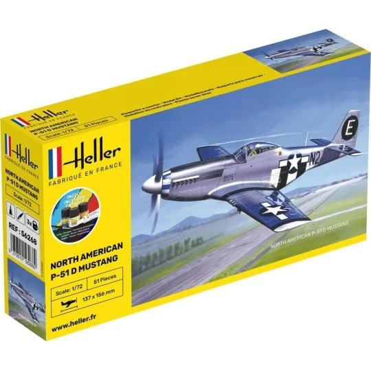HEL-56268-P-51 Mustang 1/72 Heller + colle et peintures