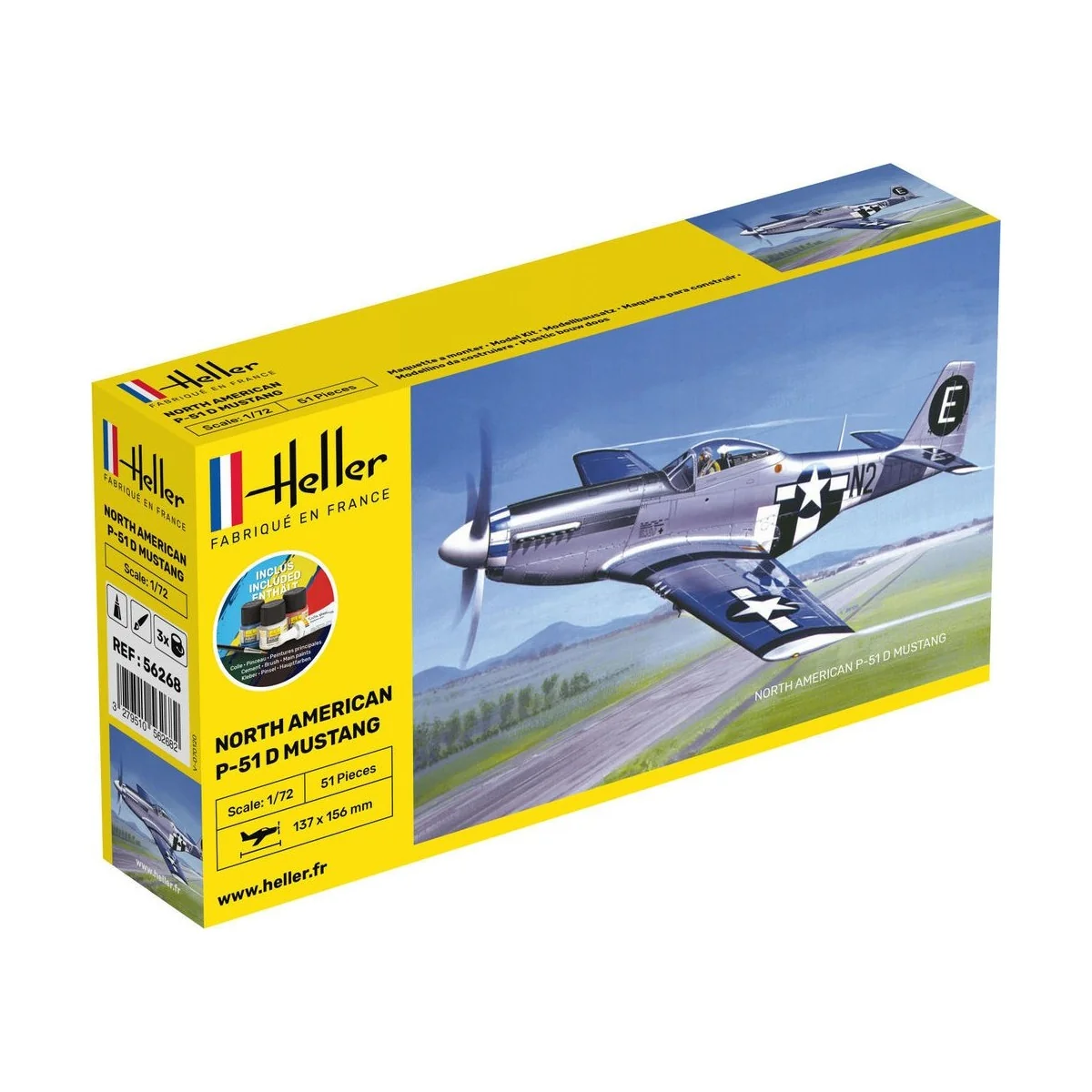 P-51 Mustang 1/72 Heller + colle et peintures Heller HEL-56268 - 1