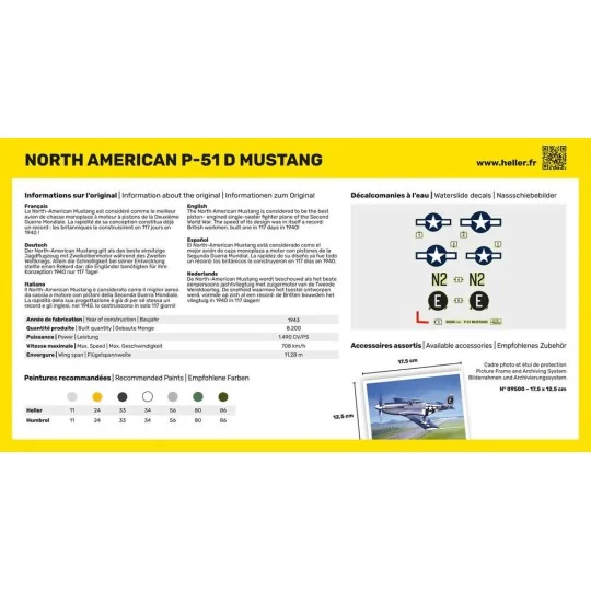 HEL-56268-P-51 Mustang 1/72 Heller + colle et peintures