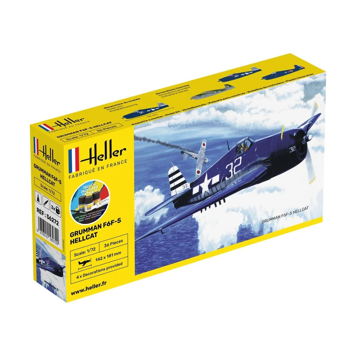 F6F Hellcat 1/72 Heller + colle et peintures Heller HEL-56272 - 1
