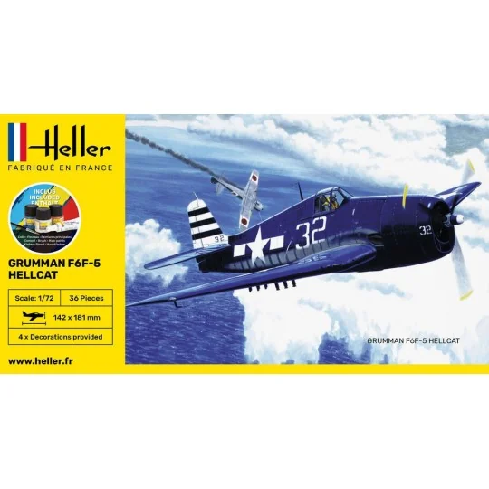 HEL-56272-F6F Hellcat 1/72 Heller + colle et peintures - HEL-56272