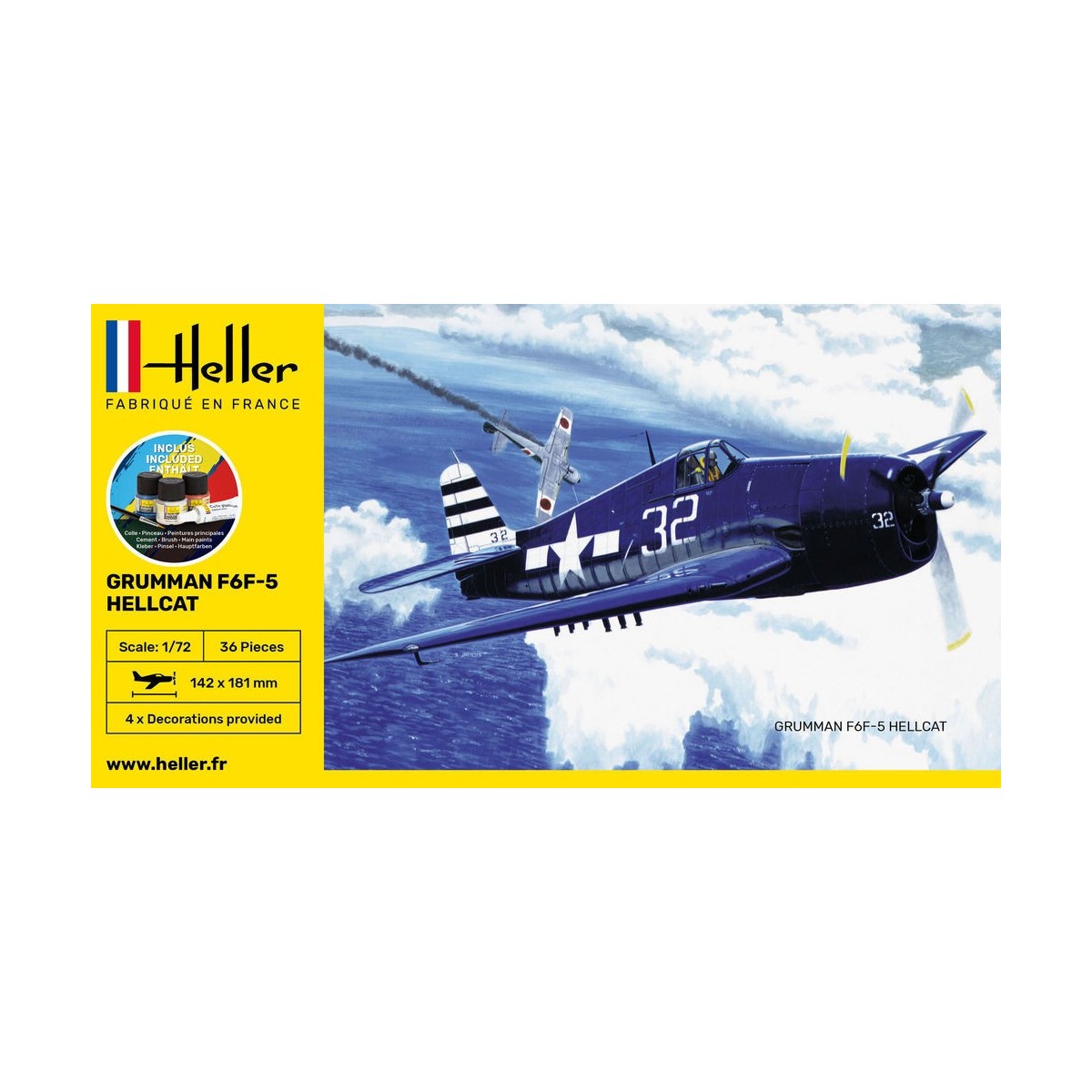 F6F Hellcat 1:72 Heller - glue and paints Heller HEL-56272 - 2