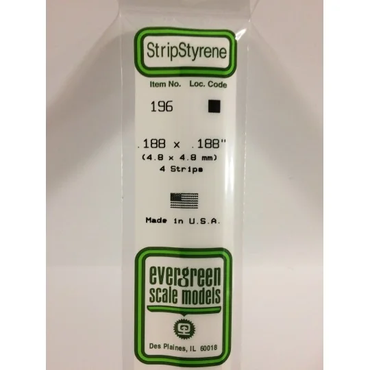 S1370196-Baguette 4.8x4.8x350mm Ref : 196 - Evergreen - S1370196