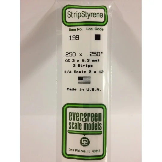 S1370199-Baguette 6.3x6.3x350mm Ref : 199 - Evergreen - S1370199
