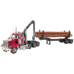 Iconx Western Star 4900 Logging Truck with Metal Earth Trailer Metal Earth ICX136 - 1