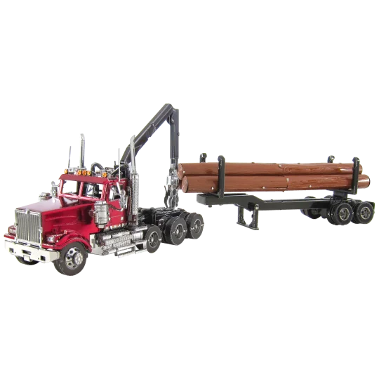 ICX136-Iconx Western Star 4900 Logging Truck with Metal Earth Trailer - ICX136