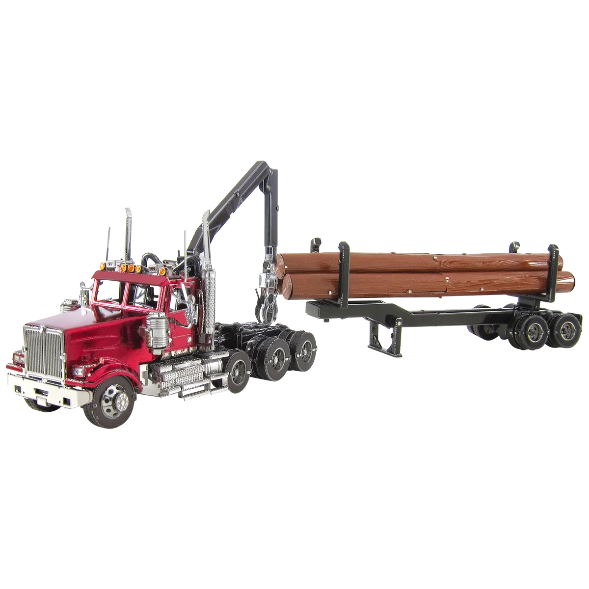 Iconx Western Star 4900 Logging Truck with Metal Earth Trailer Metal Earth ICX136 - 1