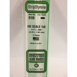 HO rod 0.3x1.7x350mm Ref: 8106 - Evergreen - S1378106 - S1378106