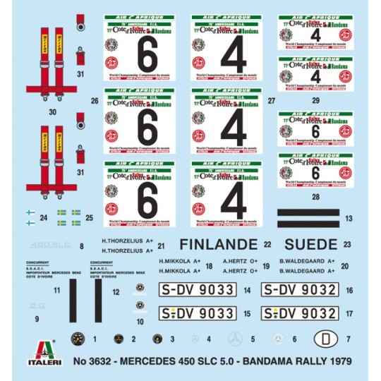 I3632-Mercedes 450 SLC Bandama Rally 1/24 Italeri