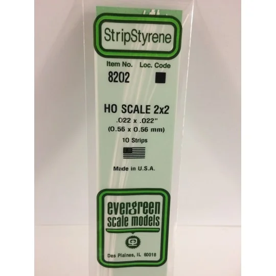 S1378202-HO rod 0.6x0.6x350mm Ref: 8202 - Evergreen - S1378202