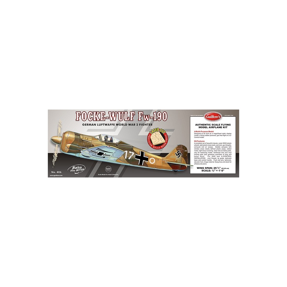 Focke-Wulf Fw-190 Guillow's Guillow's S0280406 - 1 Focke-Wulf Fw-190 Guillow's Guillow's S0280406 - 1