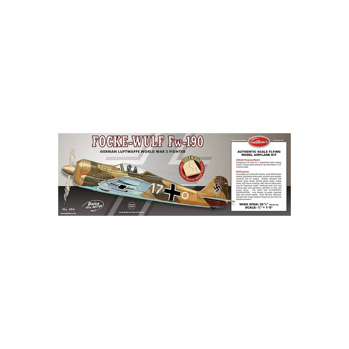 Focke-Wulf Fw-190 Guillow's Guillow's S0280406 - 1 Focke-Wulf Fw-190 Guillow's Guillow's S0280406 - 1