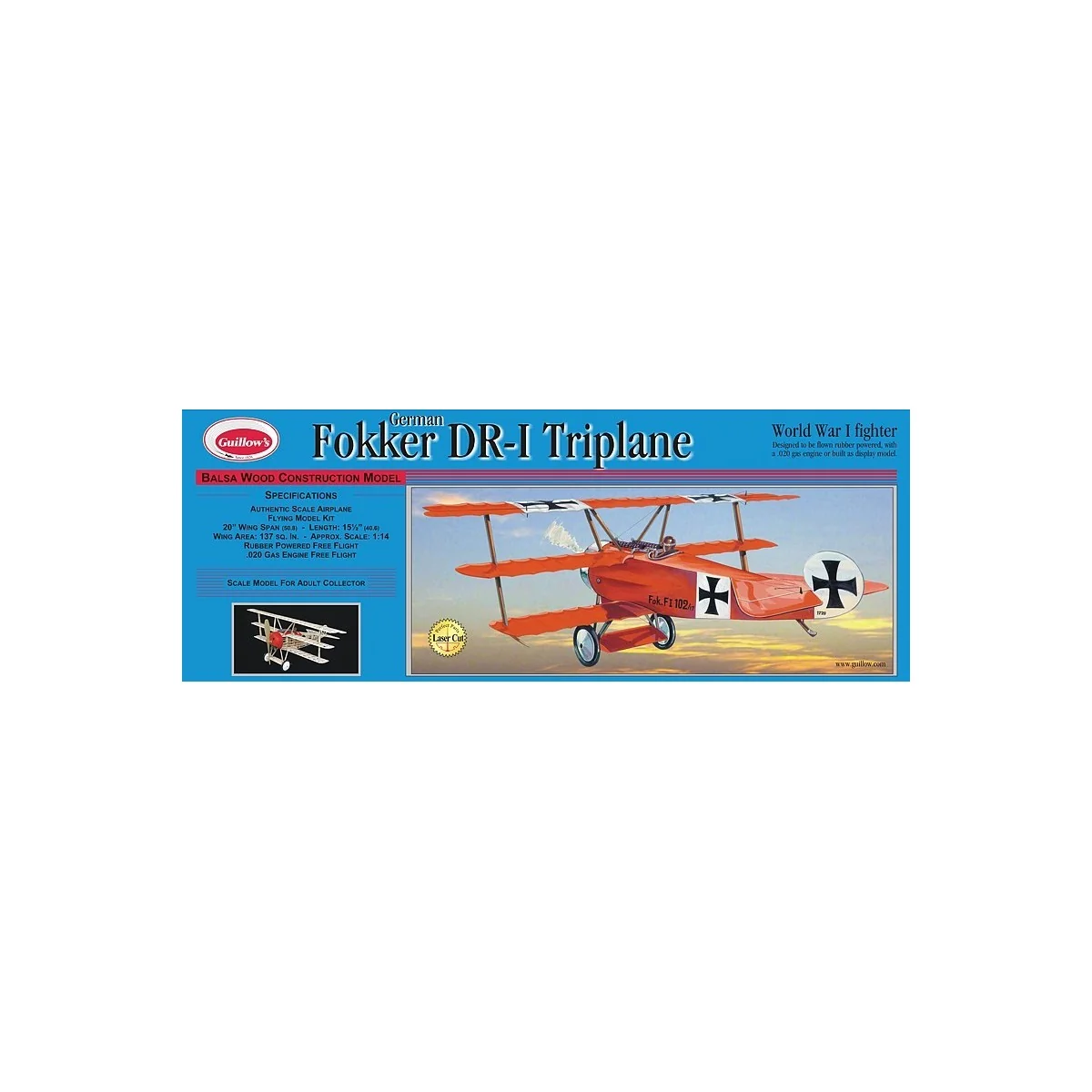 Triplan Fokker DR-1 Guillow's Guillow's S0280204 - 1