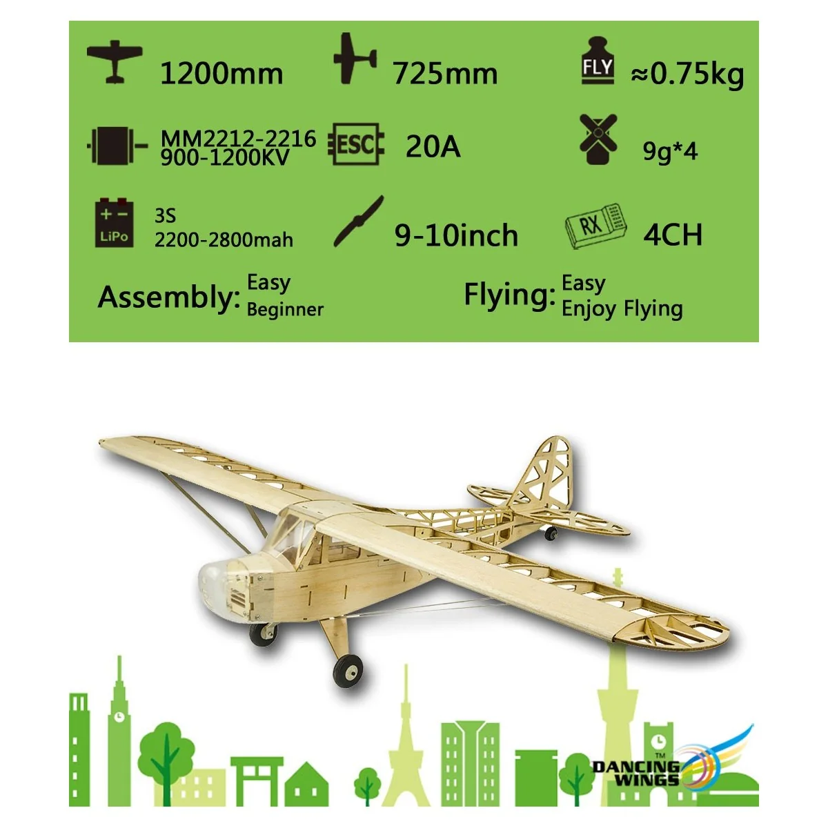 Piper J-3 1200mm S23 Kit balsa DW Hobby DW Hobby - Dancing Wings Hobby S2301 - 10 Piper J-3 1200mm S23 Kit balsa DW Hobby DW Hobby - Dancing Wings Hobby S2301 - 10