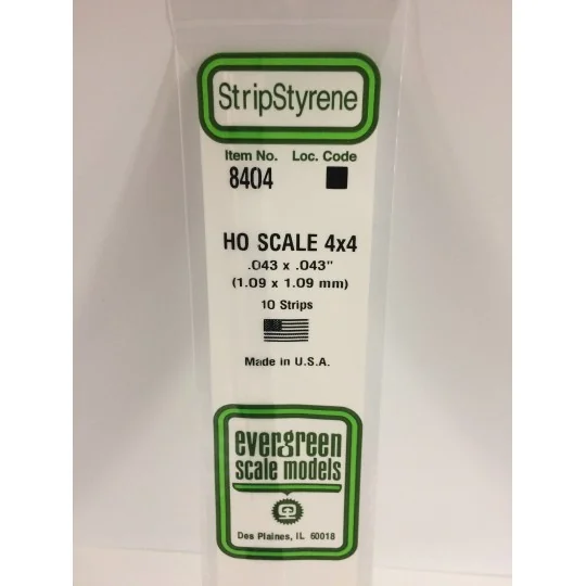 Wand HO 1.1x1.1x350mm Ref: 8404 - Evergreen - S1378404 S1378404-HO strip 1.1x1.1x350mm Ref: 8404 - Evergreen - S1378404