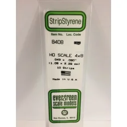 Baguette HO 1.1x2.3x350mm Ref : 8408 - Evergreen Evergreen S1378408 - 1