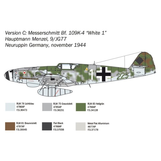 Messerschmitt Bf 109 K-4 1/48 Italeri Italeri I2805 - 6 I2805-Messerschmitt Bf 109 K-4 1/48 Italeri - I2805