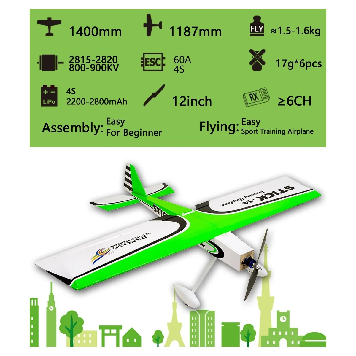 Stick-14 3D 1.40m T14 Kit ARF balsa DW Hobby DW Hobby - Dancing Wings Hobby TCG1401 - 15 Stick-14 3D 1.40m T14 Kit ARF balsa DW Hobby DW Hobby - Dancing Wings Hobby TCG1401 - 15