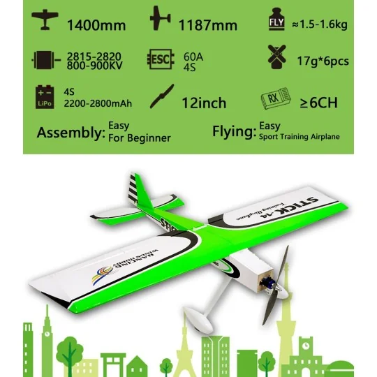 Stick-14 3D 1.40m T14 Kit ARF PNP balsa DW Hobby DW Hobby - Dancing Wings Hobby TCG1404 - 15 TCG1404-Stick-14 3D 1.40m T14 Kit ARF PNP balsa DW Hobby - TCG1404