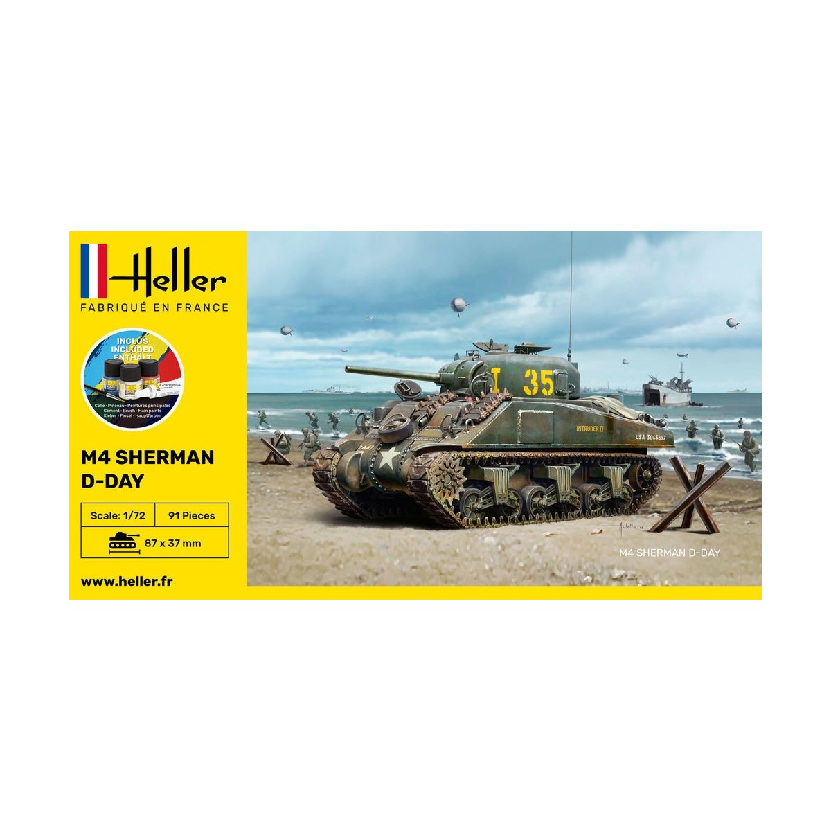 Sherman M4 D-Day 1:72 Heller - glue and paints Heller 56892 - 2