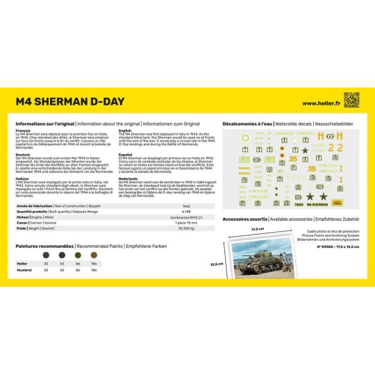 HEL-56892-Sherman M4 D-Day 1/72 Heller + colle et peintures