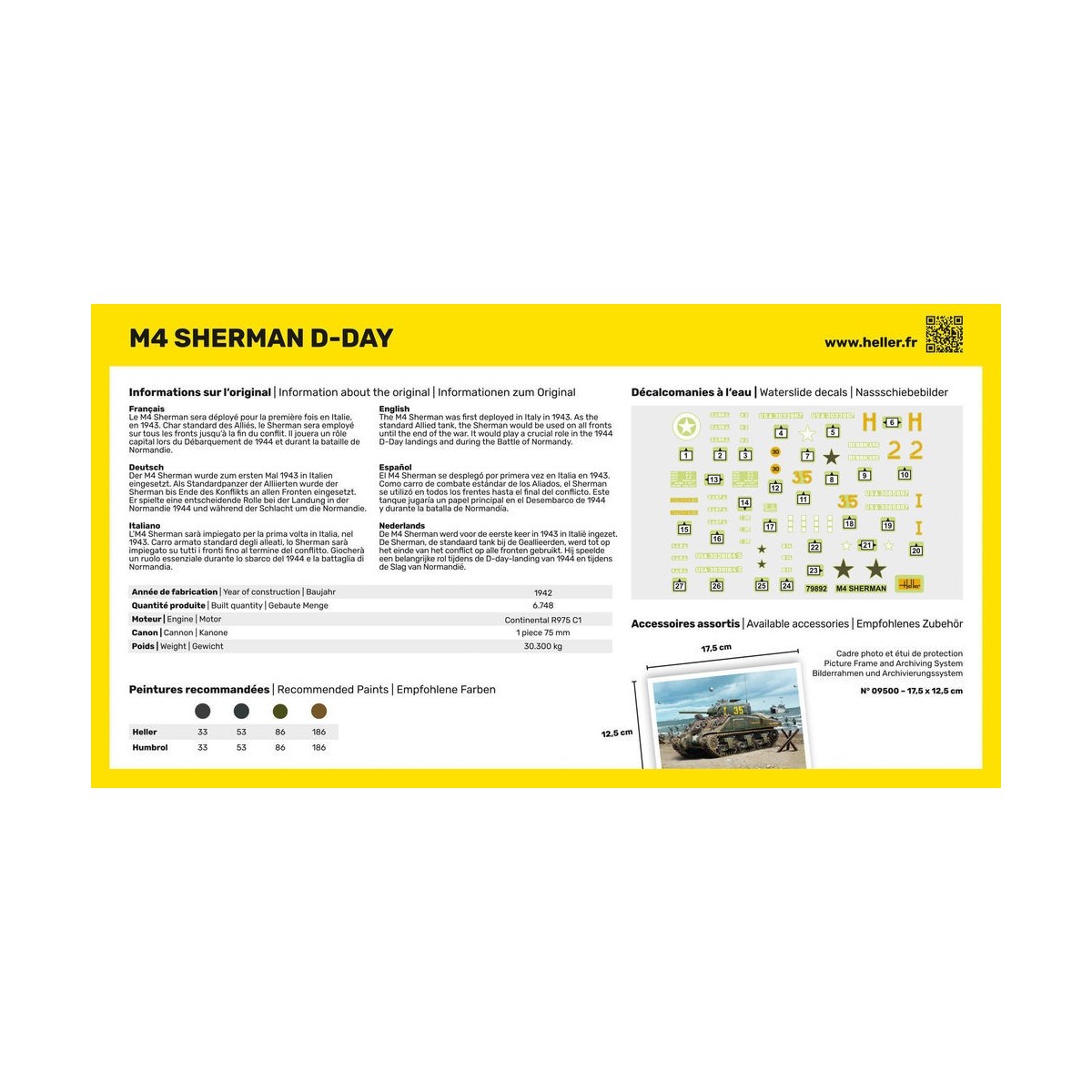 Sherman M4 D-Day 1/72 Heller + colle et peintures Heller 56892 - 3