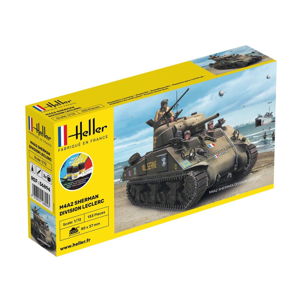 Sherman "Division Leclerc" M4A2 1/72 Heller + colle et peintures Heller 56894 - 1