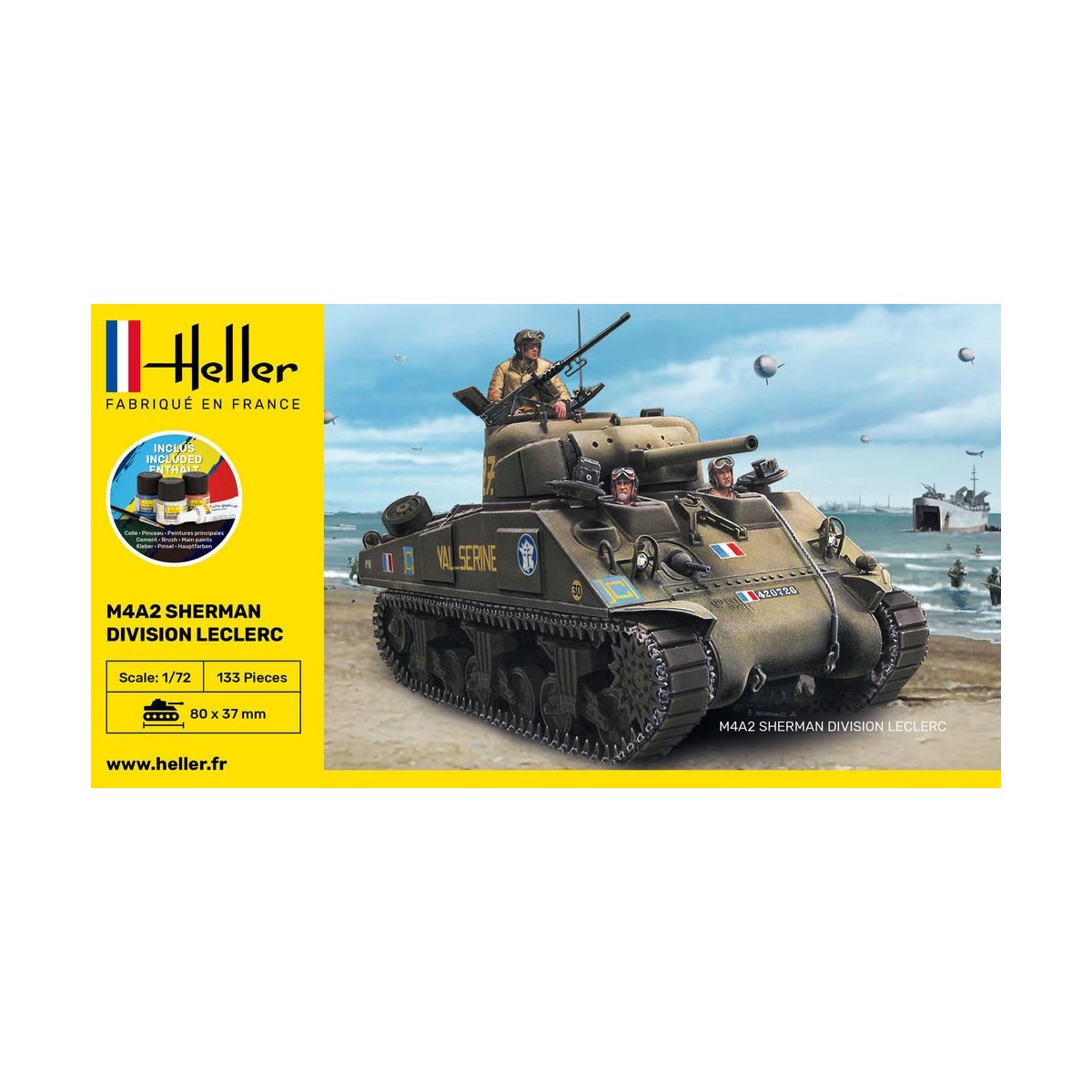 Sherman "Division Leclerc" M4A2 1/72 Heller + colle et peintures Heller 56894 - 2