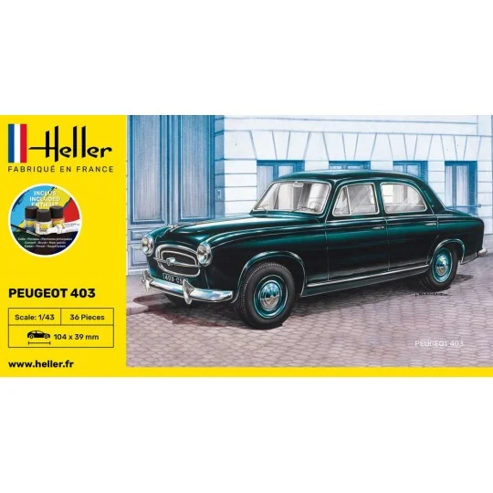 Peugeot 403 1/43 Heller - glue and paints Heller 56161 - 2 HEL-56161-Peugeot 403 1/43 Heller - glue and paints - HEL-56161