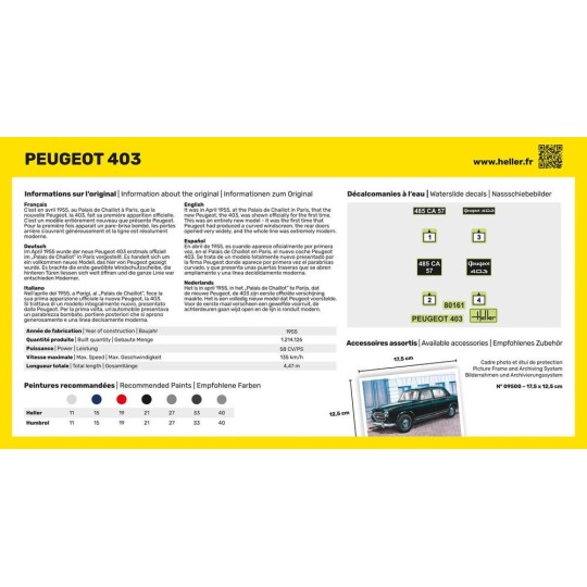 HEL-56161-Peugeot 403 1/43 Heller + colle et peintures
