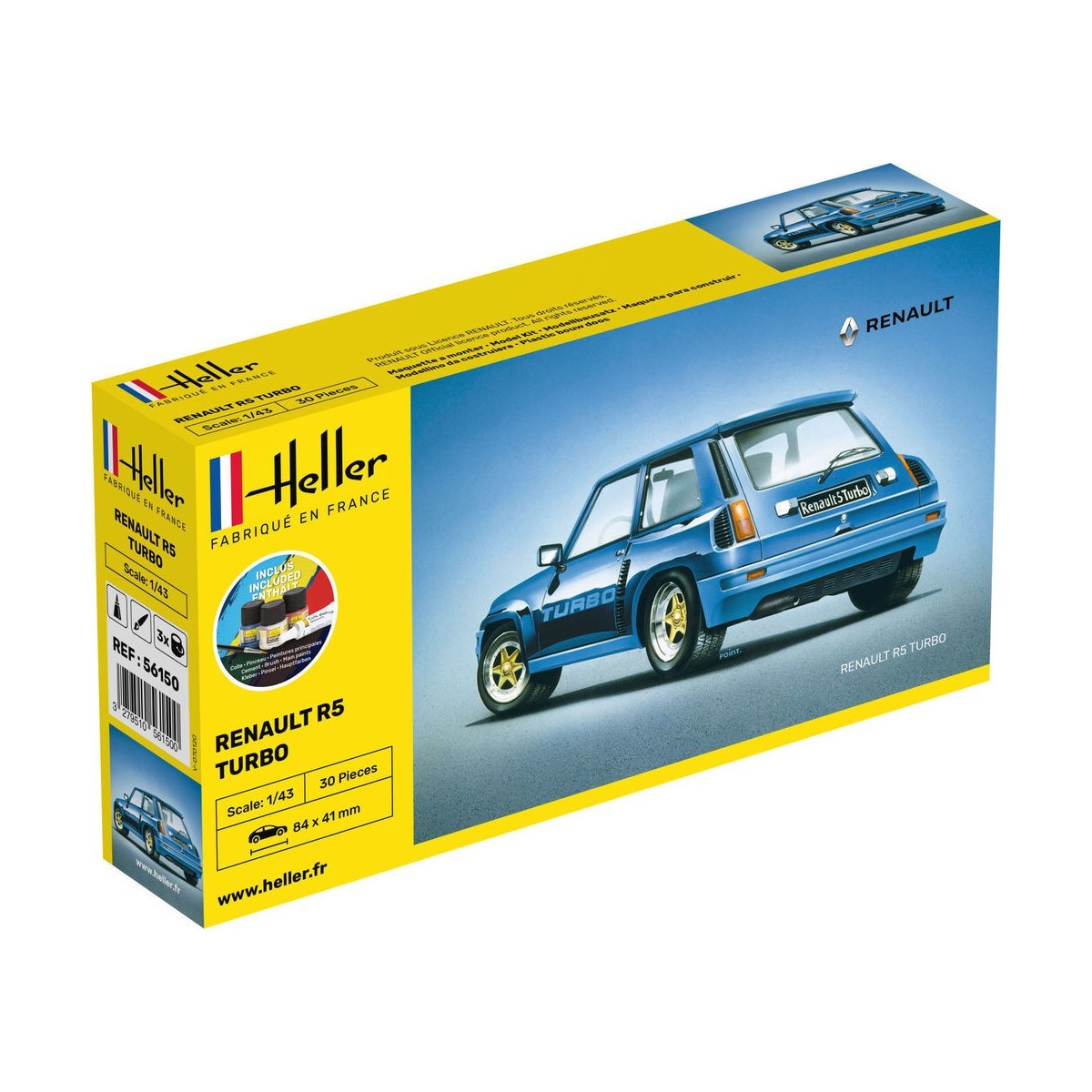 Renault R5 Turbo 1/43 Heller + colle et peintures Heller HEL-56150 - 1