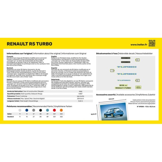 HEL-56150-Renault R5 Turbo 1/43 Heller + colle et peintures