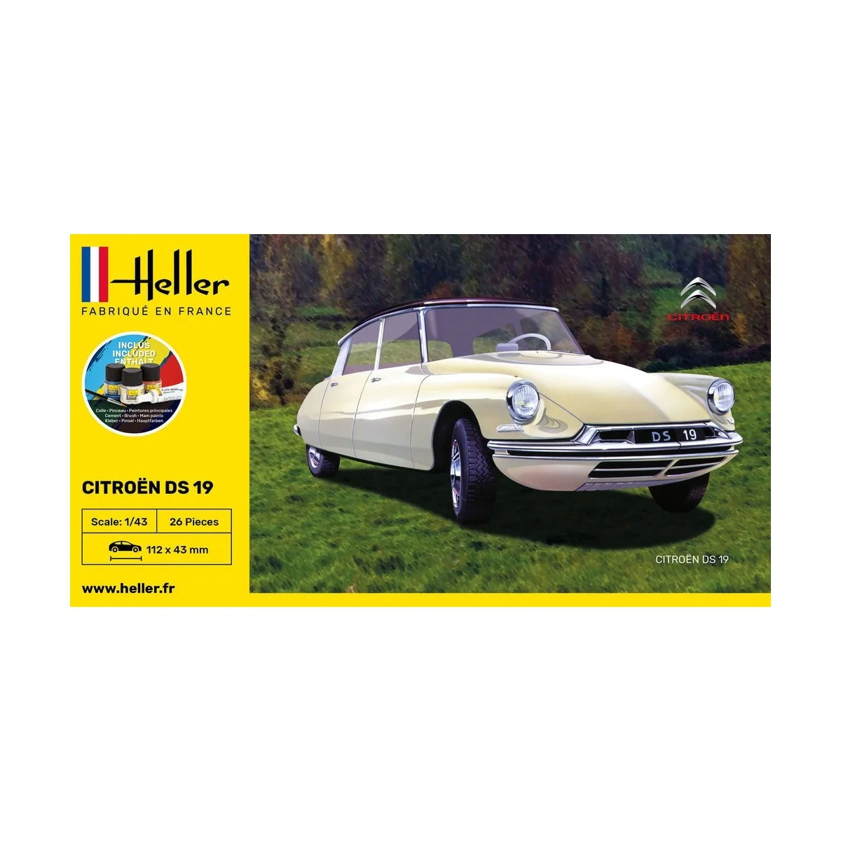 Citroen DS 19 1/43 Heller + colle et peintures Heller 56162 - 2