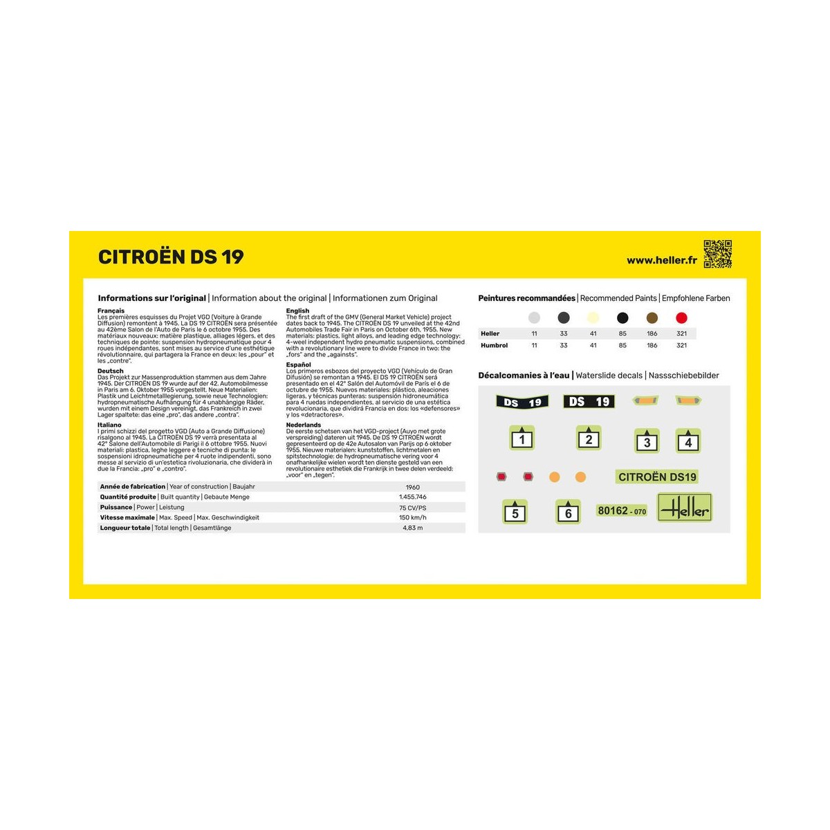 Citroen DS 19 1/43 Heller - glue and paints Heller 56162 - 3