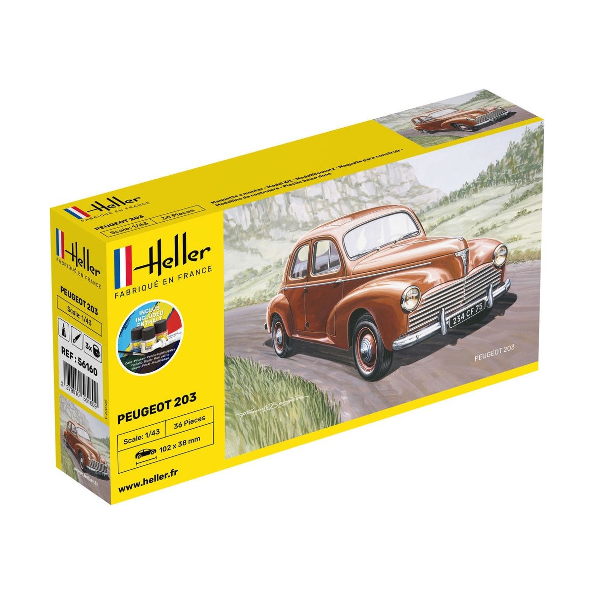 Peugeot 203 1/43 Heller - glue and paints Heller 56160 - 1