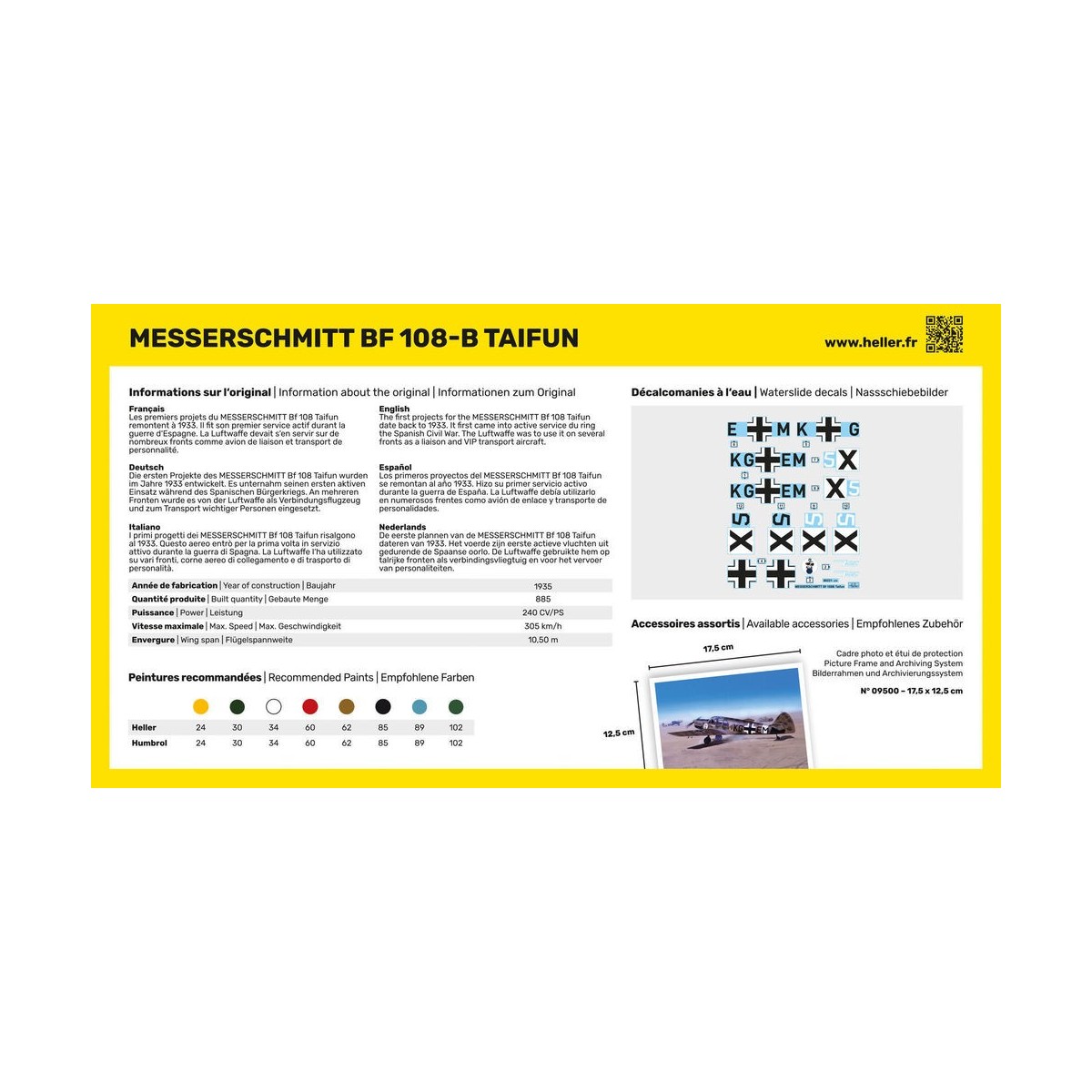Messerschmitt Bf 108 B Taifun 1:72 Heller - glue and paints Heller 56231 - 3