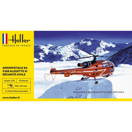 HEL-80289-Alouette III Sécurité Civile 1/72 Heller