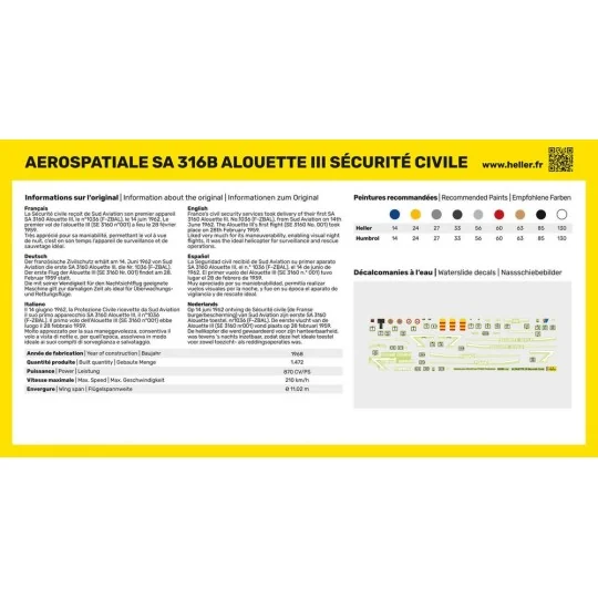 Alouette III Civil Security 1:72 Heller Heller HEL-80289 - 3 HEL-80289-Alouette III Civil Security 1:72 Heller - HEL-80289