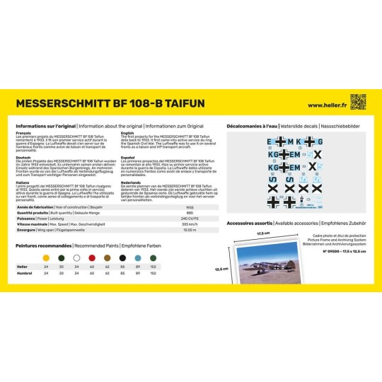 HEL-80231-Messerschmitt Bf 108 B Taifun 1/72 Heller
