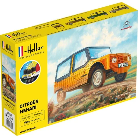 Citroen Mehari (Version 1) 1/24 Heller + colle et peintures Heller HEL-56760 - 1 HEL-56760-Citroen Mehari (Version 1) 1/24 Heller + colle et peintures - HEL-56760
