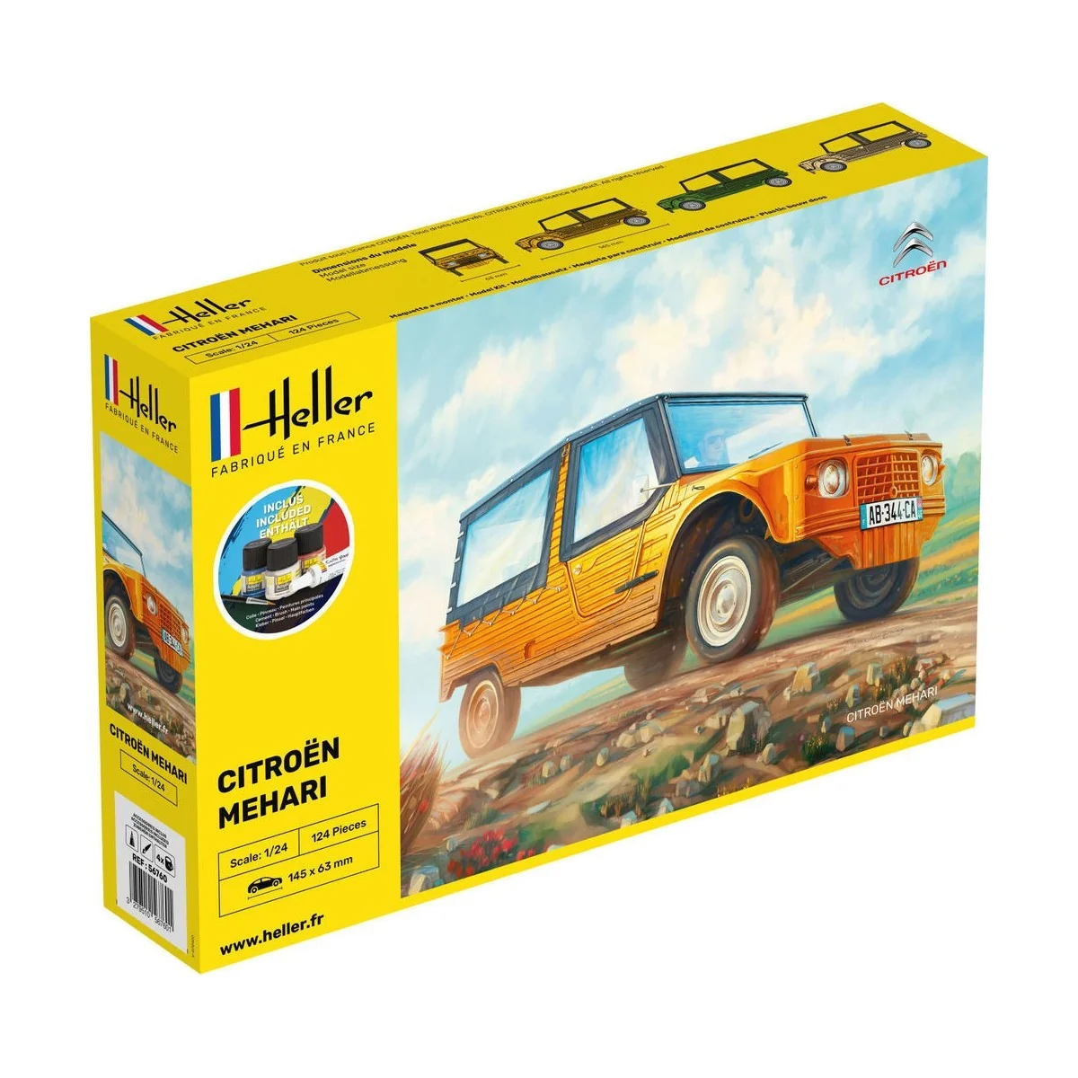 Citroen Mehari (Version 1) 1/24 Heller + colle et peintures Heller HEL-56760 - 1 Citroen Mehari (Version 1) 1/24 Heller + colle et peintures Heller HEL-56760 - 1