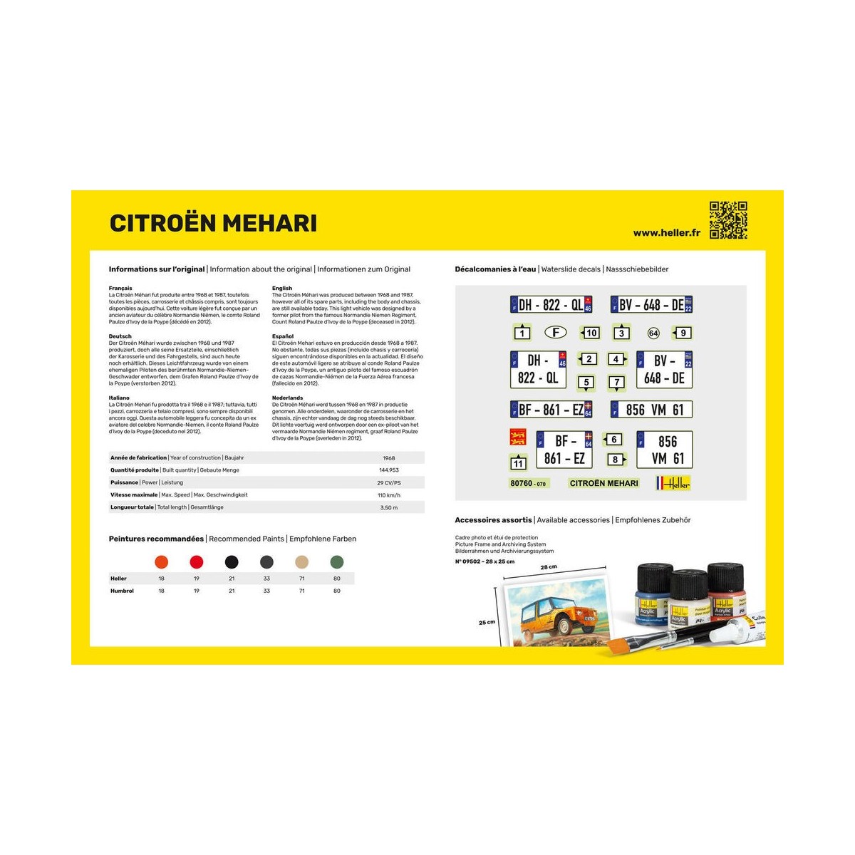 Citroen Mehari (Version 1) 1/24 Heller + colle et peintures Heller HEL-56760 - 3