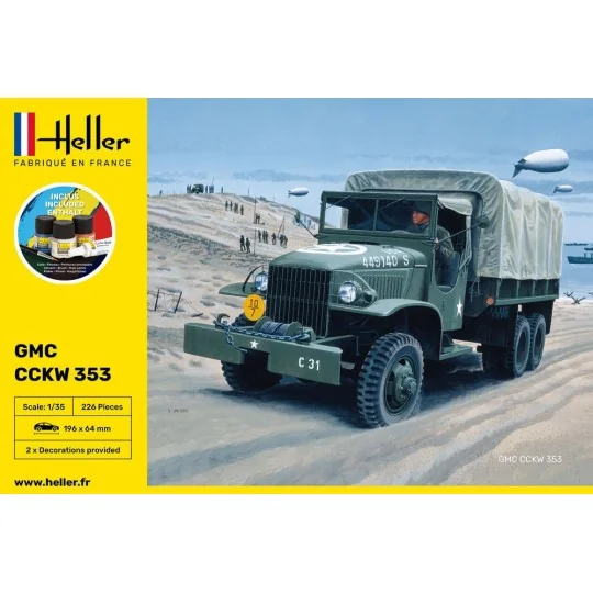 HEL-57121-Camion GMC US-Truck 1/35 Heller + colle et peintures - HEL-57121