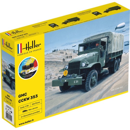 HEL-57121-Camion GMC US-Truck 1/35 Heller + colle et peintures