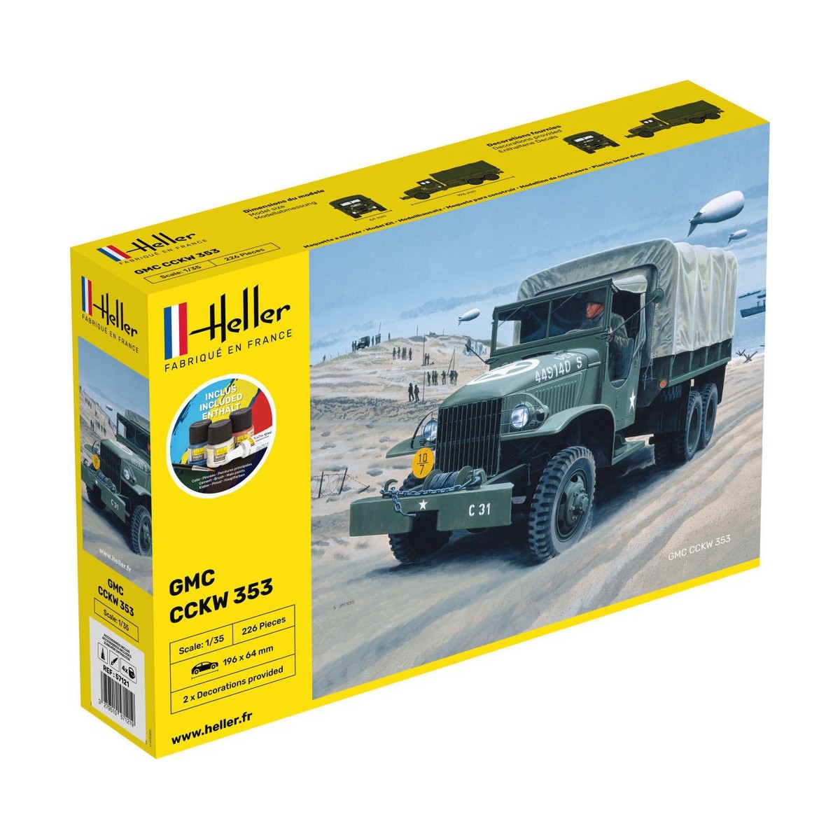 Camion GMC US-Truck 1/35 Heller + colle et peintures Heller HEL-57121 - 1