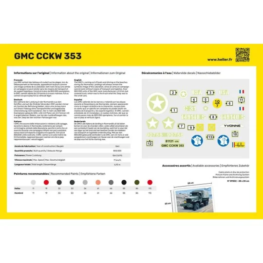 HEL-57121-Camion GMC US-Truck 1/35 Heller + colle et peintures - HEL-57121