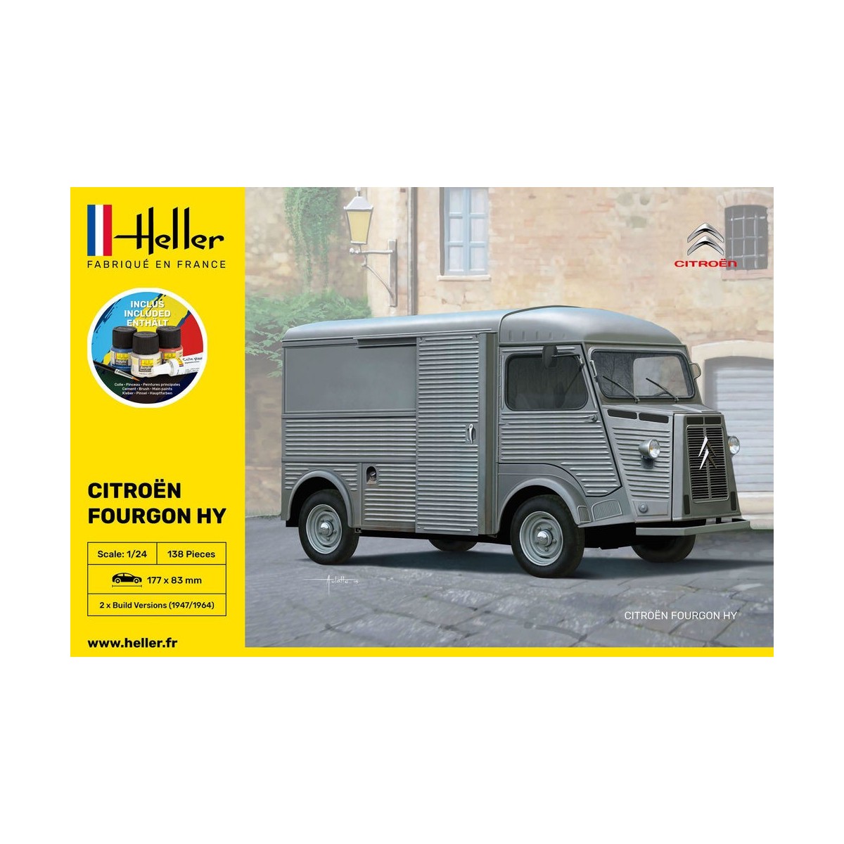 Citroen Fourgon Tube HY 1/24 Heller + colle et peintures Heller 56768H - 2