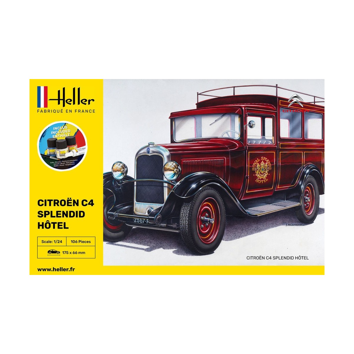 Citroen C4 Splendid Hotel 1/24 Heller + colle et peintures Heller HEL-56713 - 2