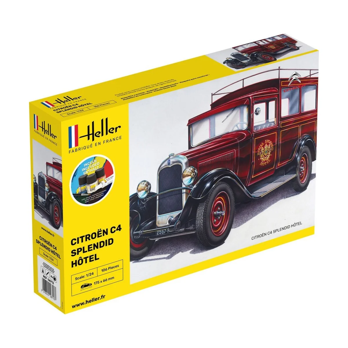 Citroen C4 Splendid Hotel 1/24 Heller + colle et peintures Heller HEL-56713 - 1 Citroen C4 Splendid Hotel 1/24 Heller + colle et peintures Heller HEL-56713 - 1