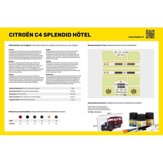 HEL-56713-Citroen C4 Splendid Hotel 1/24 Heller + colle et peintures